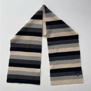 Vtg Y2K GAP Monochrome Striped 100% Lambswool Knit Scarf / 2000s Indie Casual